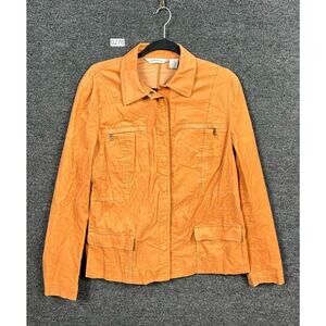 VTG Orvis Utility Jacket Womens Size 14 Brown Corduroy Snap Buttons Pockets